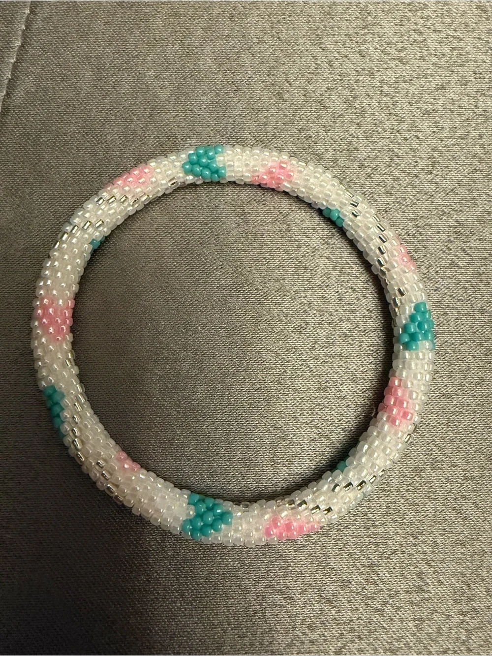 NWOT Sashka Beaded Bracelet Set - White with Pink & Aqua Accents